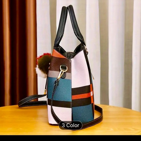 NWOT-Plaid Crossbody Bag -Classic Shoulder Bag with Color Stitching - Picture 6 of 11